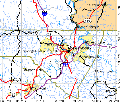Monongalia County, WV map
