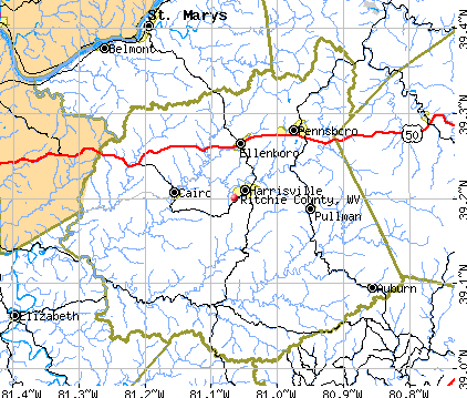 Ritchie County, WV map