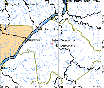 Tyler County, WV map