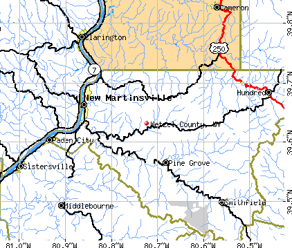 Wetzel County, WV map