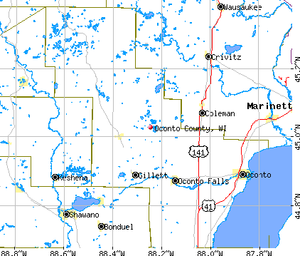 Oconto County, WI map