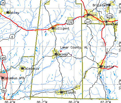 Lamar County, AL map