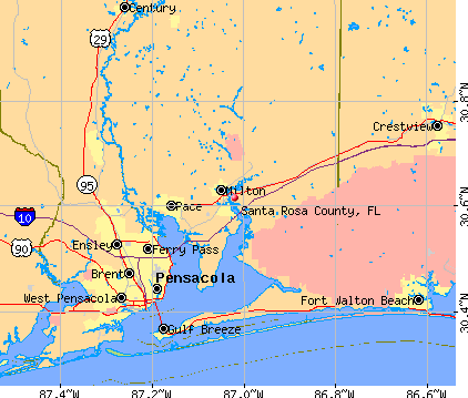 Santa Rosa County, FL map