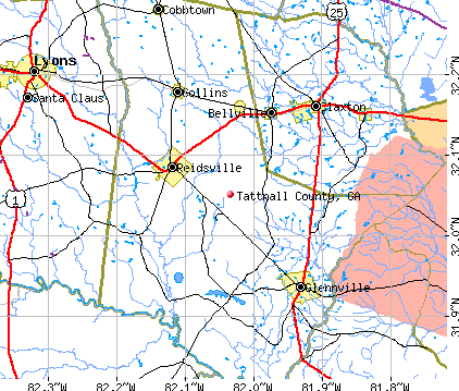Tattnall County, GA map