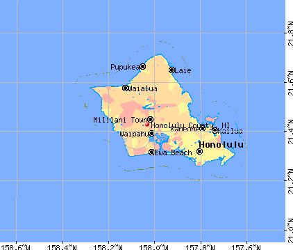 Honolulu County, HI map
