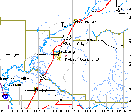 Madison County, ID map