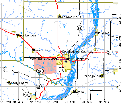 Des Moines County, IA map