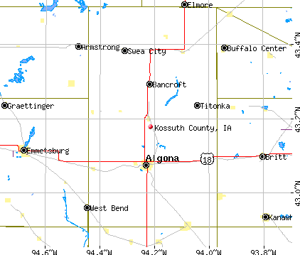 Kossuth County, IA map