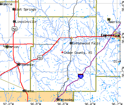 Chase County, KS map