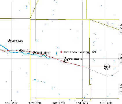 Hamilton County, KS map