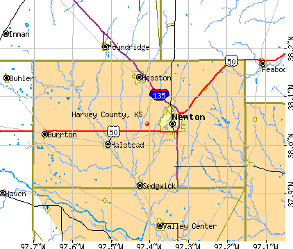 Harvey County, KS map