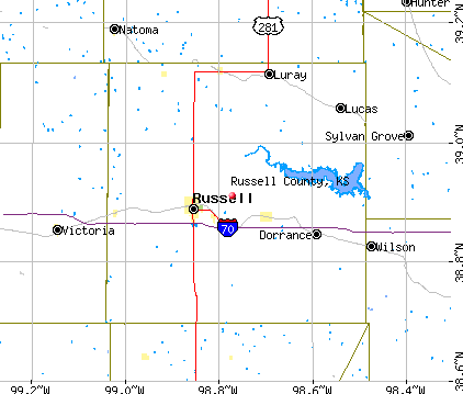 Russell County, KS map