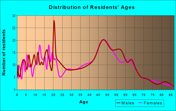 Age and Sex of Residents in zip code 03047
