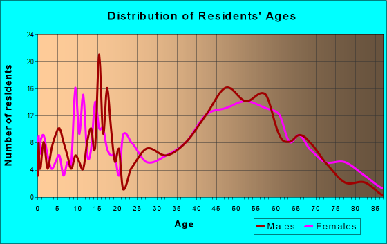 Age and Sex of Residents in zip code 03882
