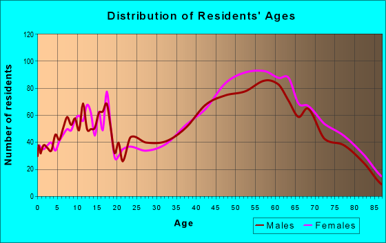 Age and Sex of Residents in zip code 04090