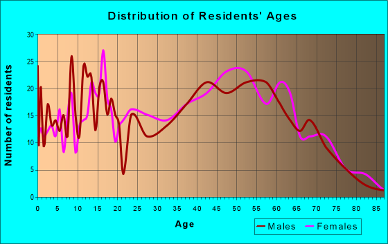 Age and Sex of Residents in zip code 04363