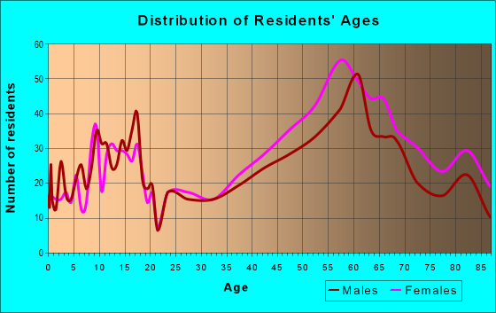 Age and Sex of Residents in zip code 04843
