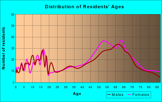 Age and Sex of Residents in zip code 05091