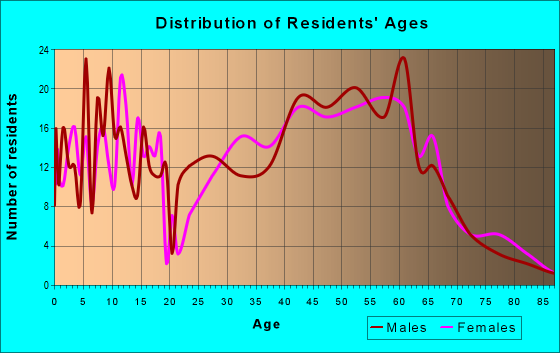 Age and Sex of Residents in zip code 05667