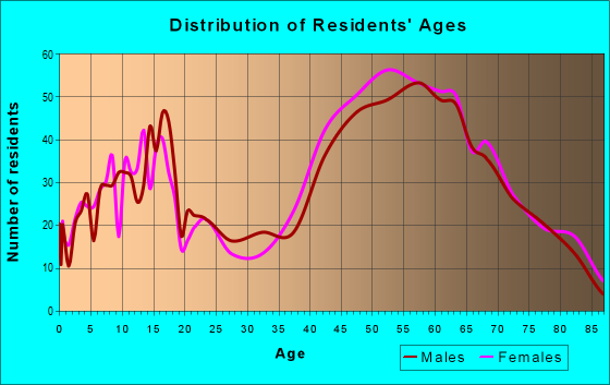 Age and Sex of Residents in zip code 06378