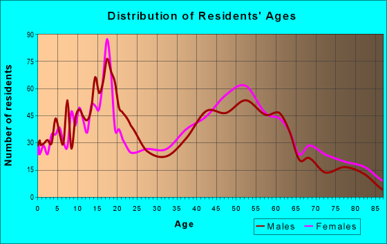 Age and Sex of Residents in zip code 12077