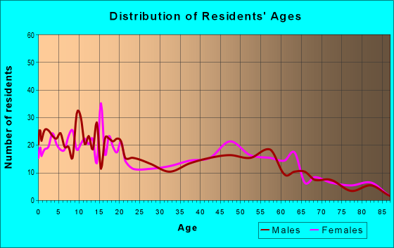 Age and Sex of Residents in zip code 13654