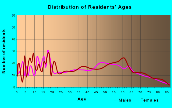 Age and Sex of Residents in zip code 14809