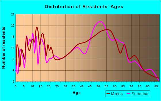Age and Sex of Residents in zip code 14838