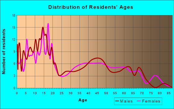 Age and Sex of Residents in zip code 14855