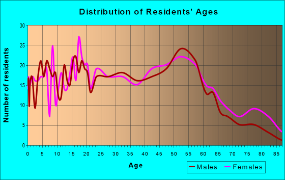 Age and Sex of Residents in zip code 19043