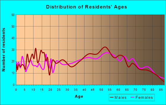 Age and Sex of Residents in zip code 19555