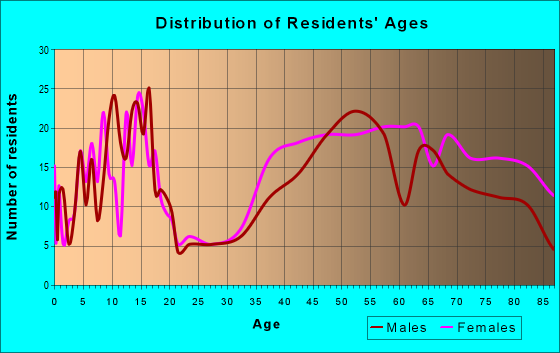 Age and Sex of Residents in zip code 24083
