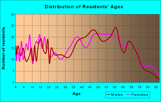 Age and Sex of Residents in zip code 24133