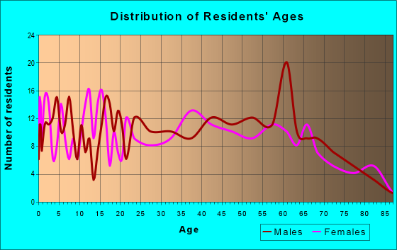 Age and Sex of Residents in zip code 25043