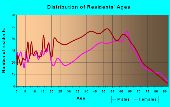 Age and Sex of Residents in zip code 28127