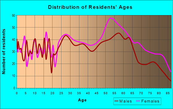 Age and Sex of Residents in zip code 28305