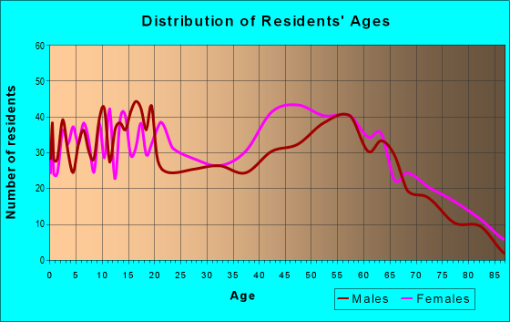 Age and Sex of Residents in zip code 28433