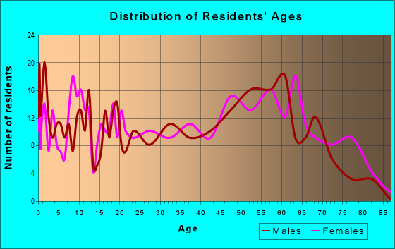 Age and Sex of Residents in zip code 28438
