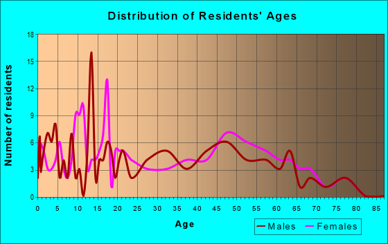 Age and Sex of Residents in zip code 28452