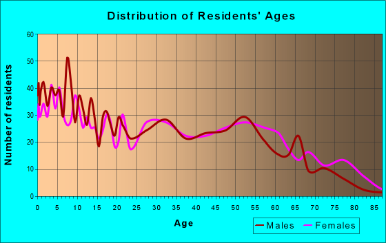 Age and Sex of Residents in zip code 28453