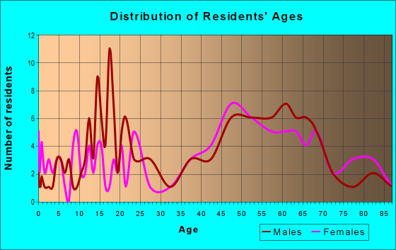 Age and Sex of Residents in zip code 28511