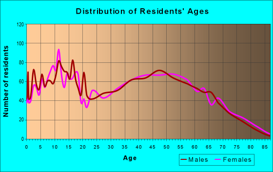 Age and Sex of Residents in zip code 30740