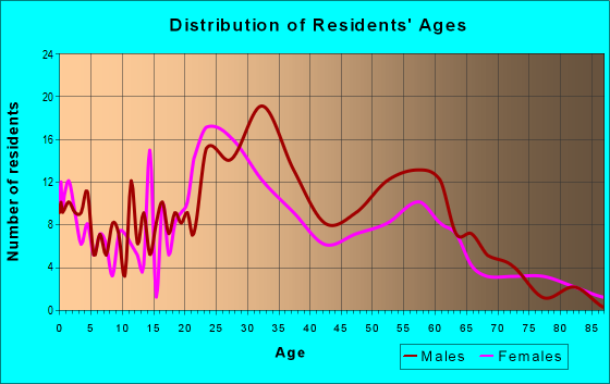 Age and Sex of Residents in zip code 37408