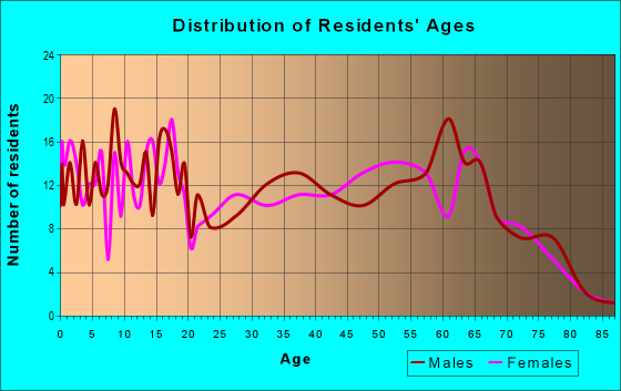 Age and Sex of Residents in zip code 38334