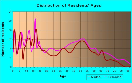 Age and Sex of Residents in zip code 38645