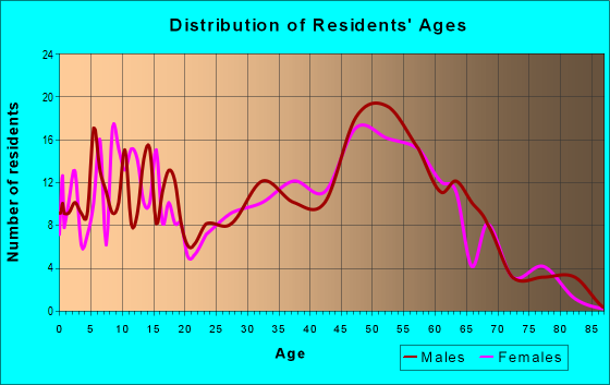 Age and Sex of Residents in zip code 40055