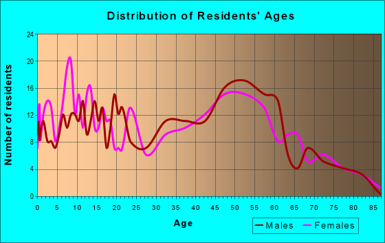 Age and Sex of Residents in zip code 41043