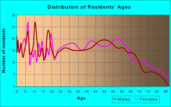 Age and Sex of Residents in zip code 41822