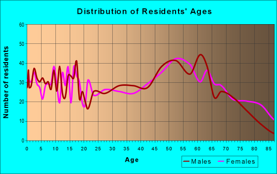 Age and Sex of Residents in zip code 42629
