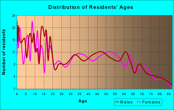 Age and Sex of Residents in zip code 43340